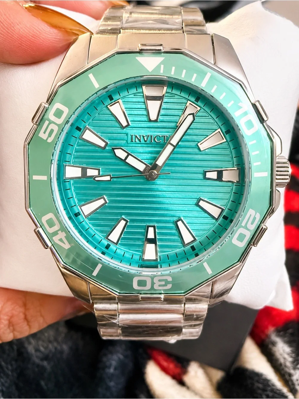 Invicta Pro Diver Meridian Men’s 46mm Turquoise Dial Stainless Steel Watch NWT